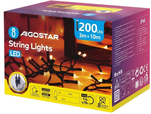 Tira de Luces Led de Navidad Luz Calida 3.6W 10m enchufe